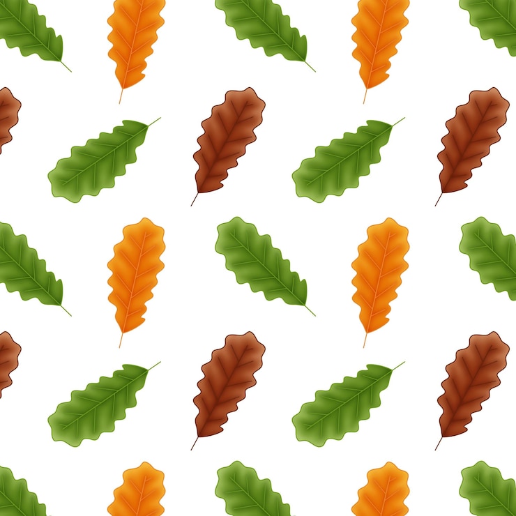 PSD colorful oak leaves repeating raster pattern