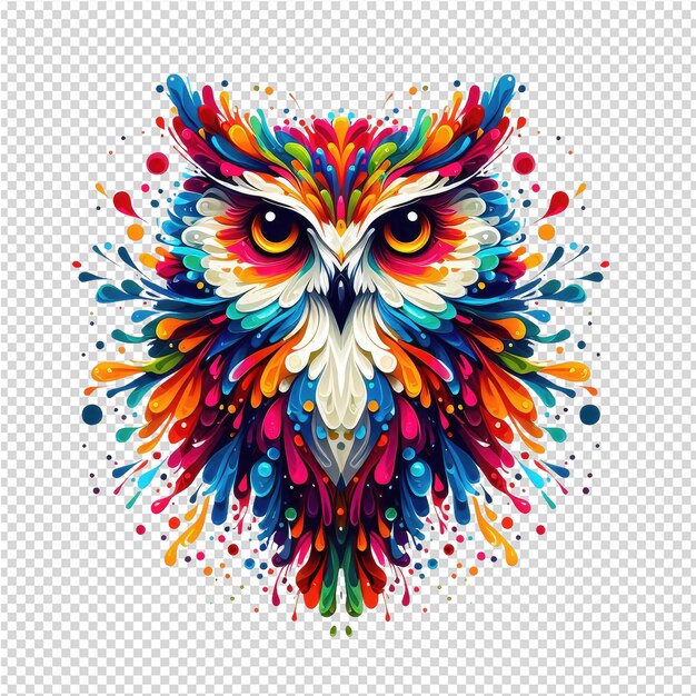 PSD a colorful owl with colorful spots on its head