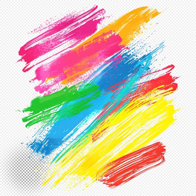 PSD colorful paint brush stroke transparent background