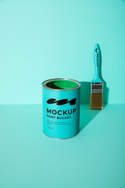 PSD colorful paint can mockup