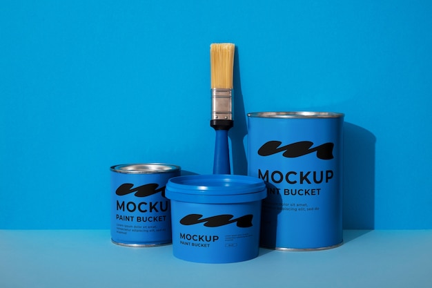 Colorful paint can mockup