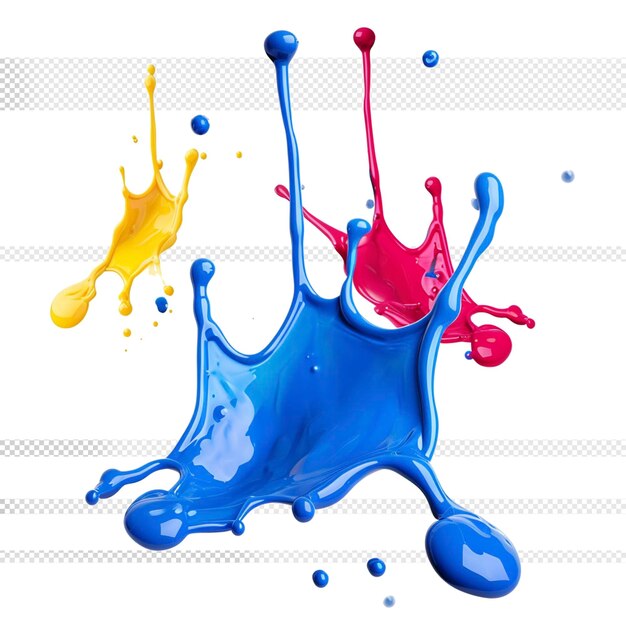 PSD colorful paint droplet splash transparent background