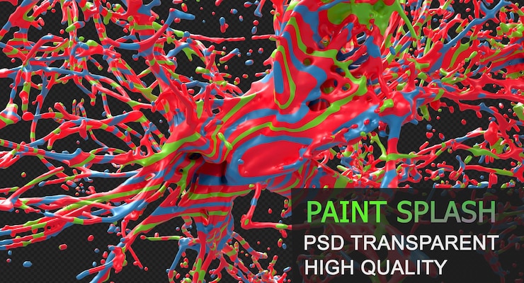 PSD colorful paint splash with droplets isolated design premium psd