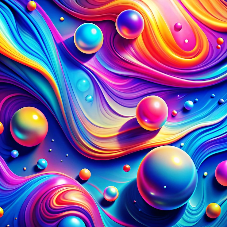 PSD a colorful painting of bubbles and the word bubbles