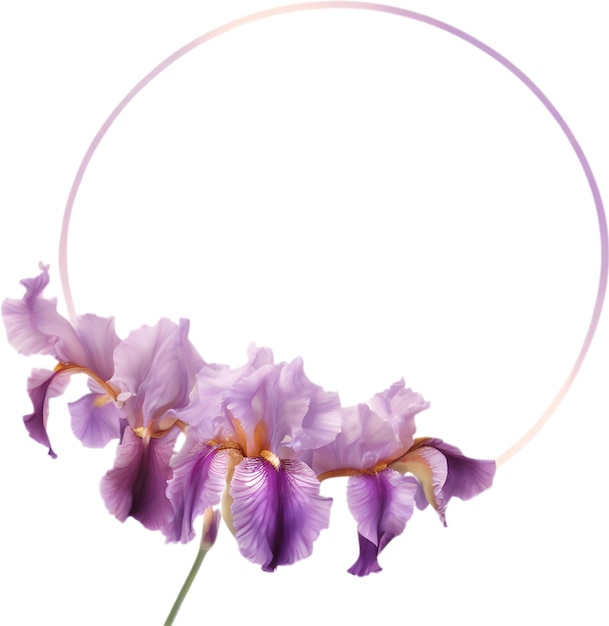 PSD colorful painting of iris floral frame