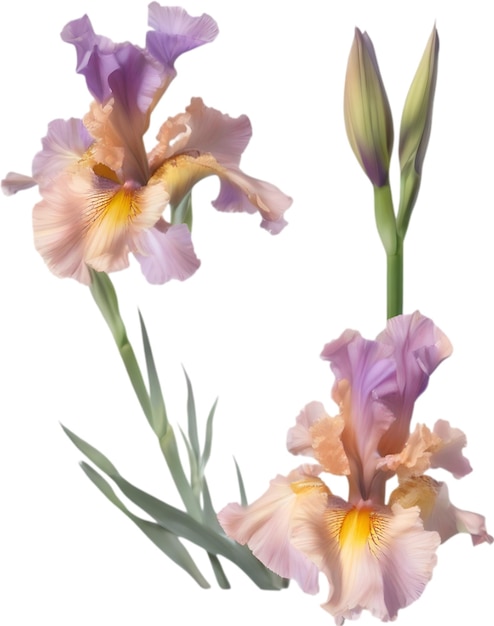 PSD colorful painting of iris floral frame