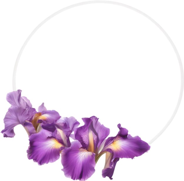 PSD colorful painting of iris floral frame