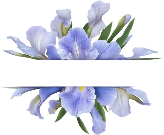 PSD colorful painting of iris floral frame