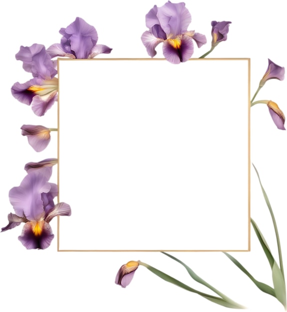 Colorful painting of iris floral frame