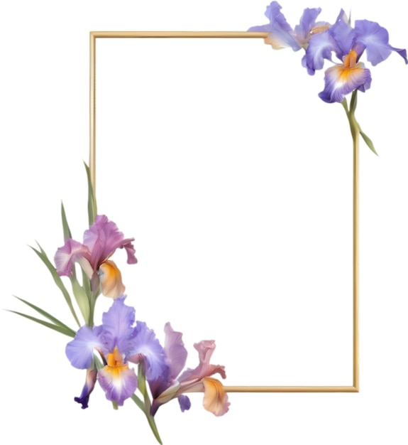 PSD colorful painting of iris floral frame