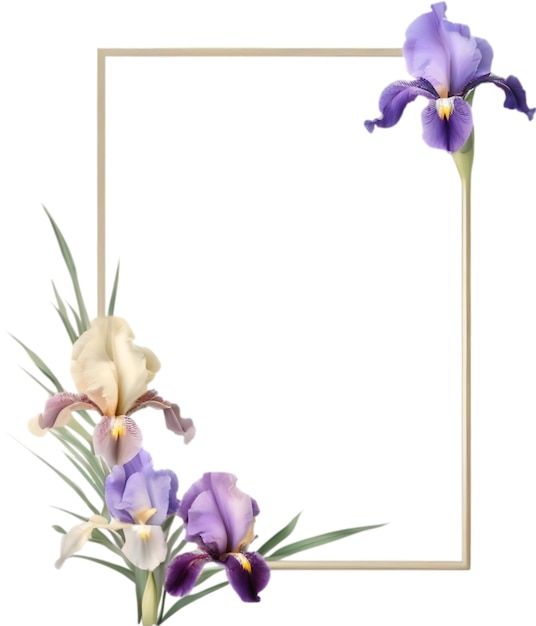 PSD colorful painting of iris floral frame