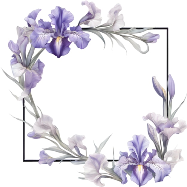PSD colorful painting of iris floral frame