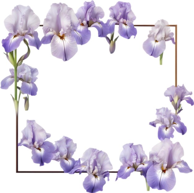 PSD colorful painting of iris floral frame