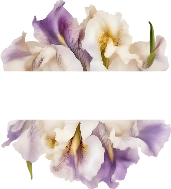 PSD colorful painting of iris floral frame