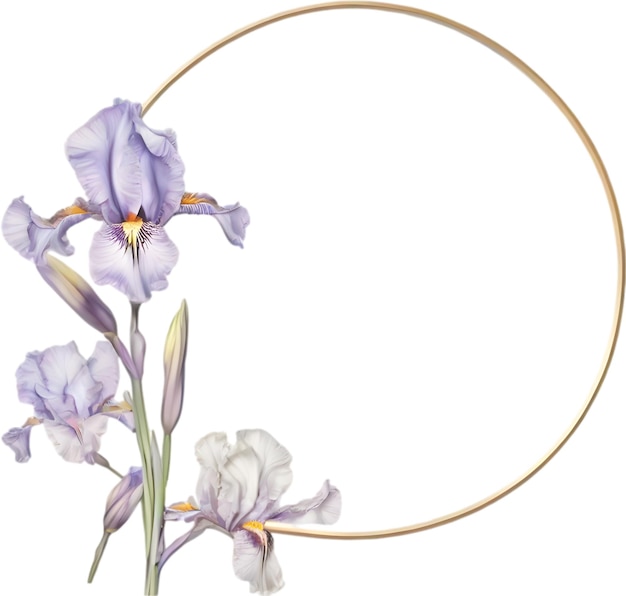 PSD colorful painting of iris floral frame