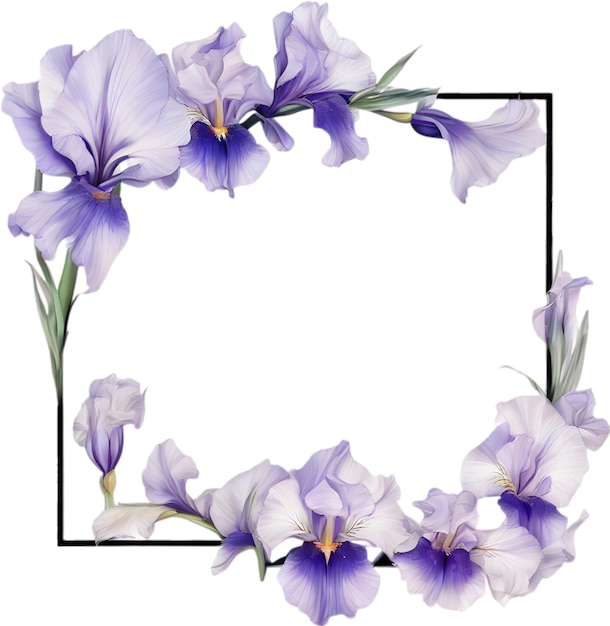 Colorful painting of iris floral frame