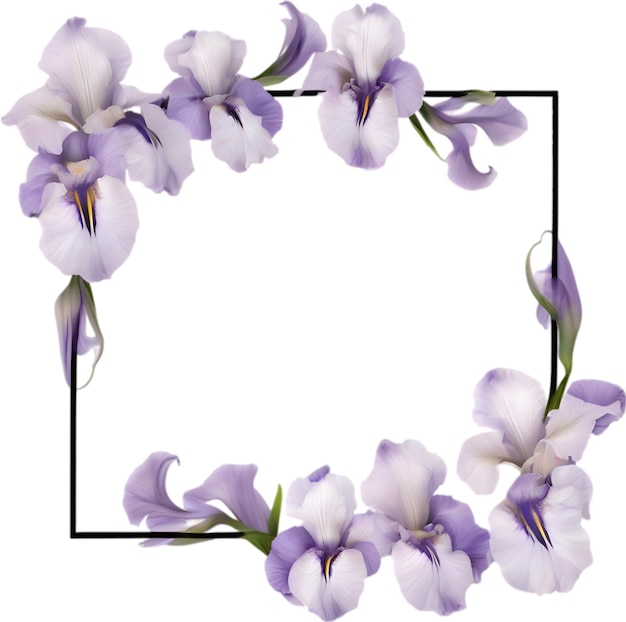 PSD colorful painting of iris floral frame