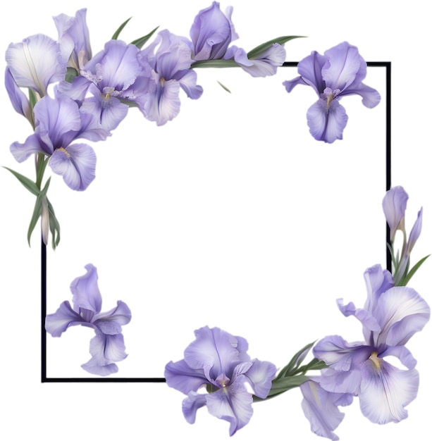 PSD colorful painting of iris floral frame