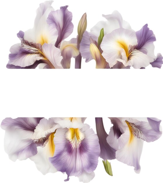 PSD colorful painting of iris floral frame