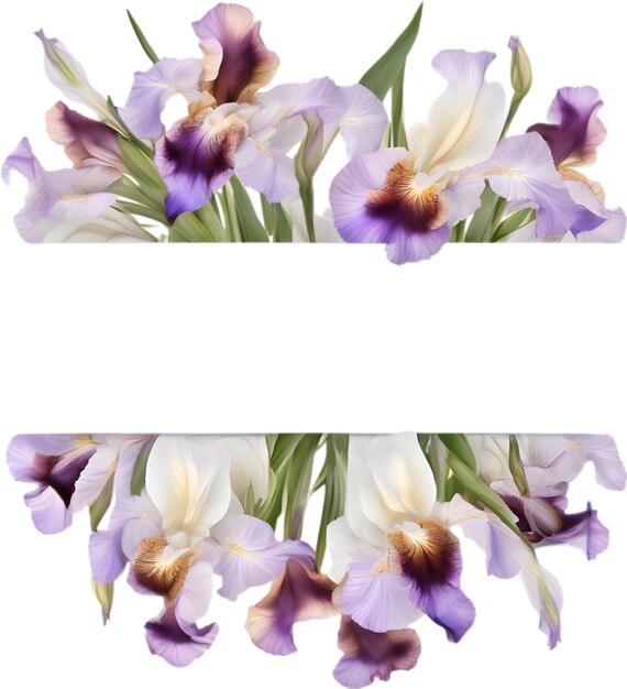 PSD pittura colorata di cornice floreale di iris