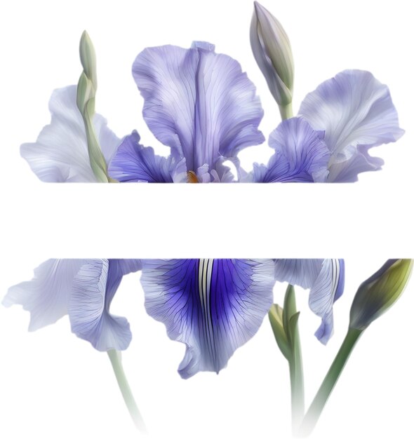 PSD pittura colorata di cornice floreale di iris