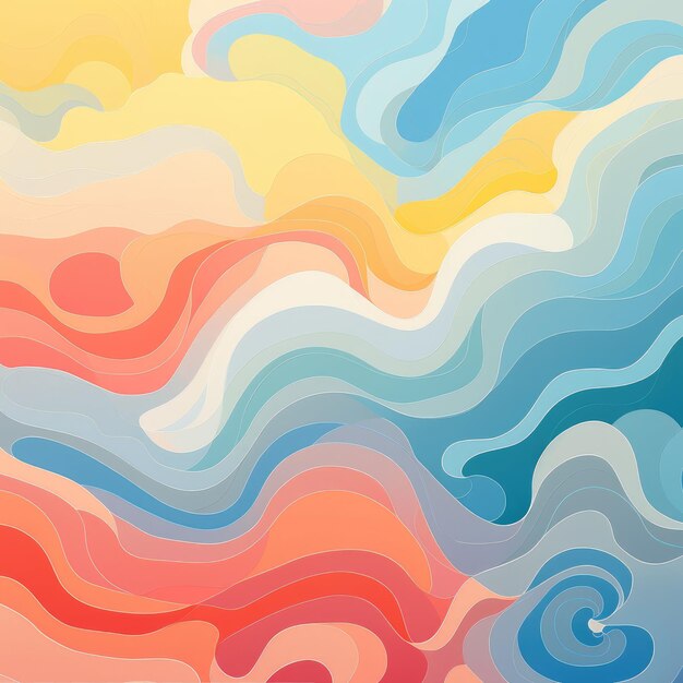 PSD a colorful painting of waves with a swirl in the middle