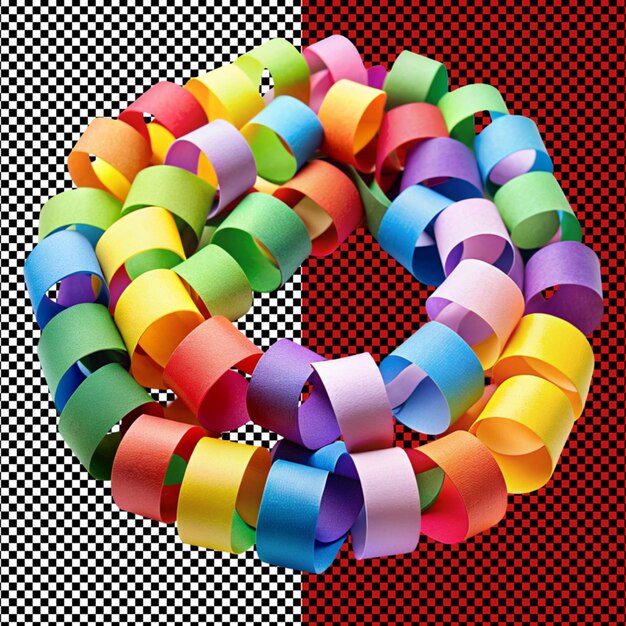 PSD colorful paper chains on transparent background