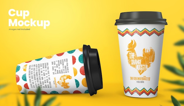 colorful paper cup mockup design rendering