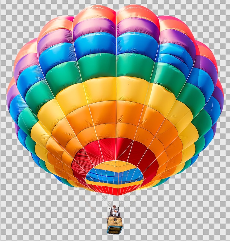 PSD colorful parachute isolated on transparent background