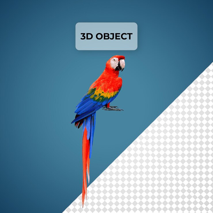 PSD a colorful parrot is on a blue background with a picture of a parrot