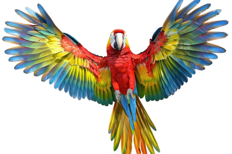 PSD colorful parrot isolated on white background studio animal photography aig57