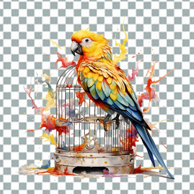 PSD Красочный попугай на прозрачном
