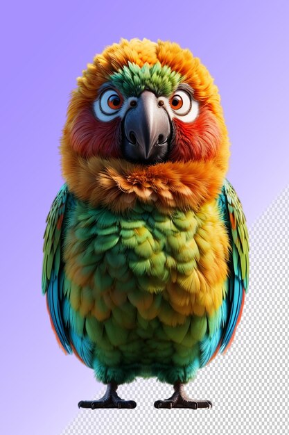 PSD a colorful parrot with a red and green feathers on its head