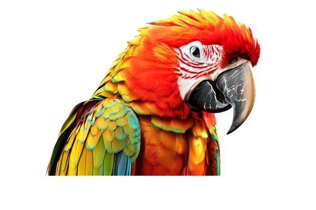 PSD a colorful parrot with a yellow and blue beak transparent background