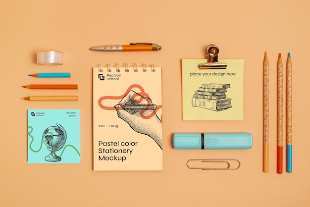 PSD colorful pastel stationery