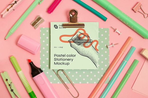 PSD colorful pastel stationery