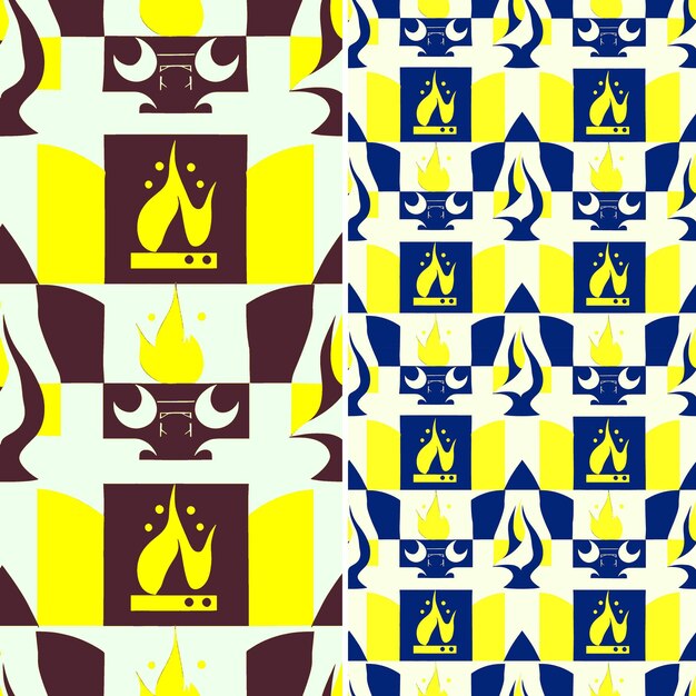 PSD a colorful pattern of the firewood on a yellow background