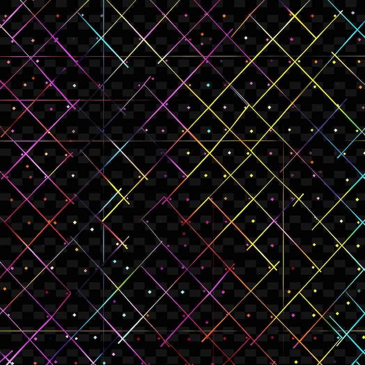 PSD a colorful pattern of lines and dots on a black background