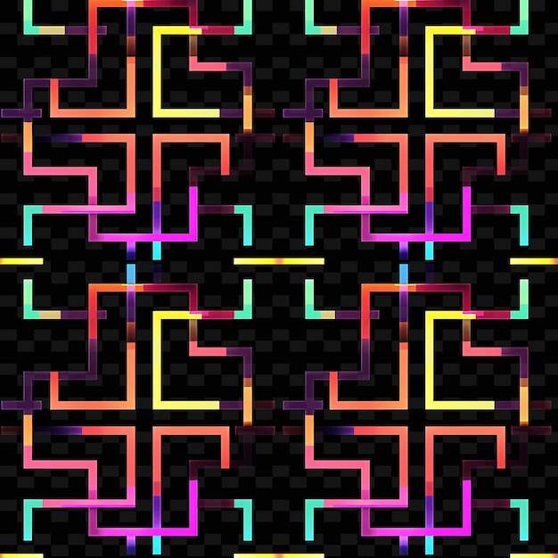 A colorful pattern of neon lights on a black background