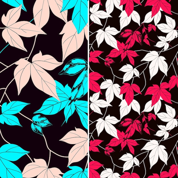 PSD a colorful pattern with different flowers and leaves