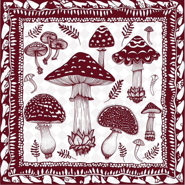 PSD a colorful pattern with mushrooms and mushrooms on it