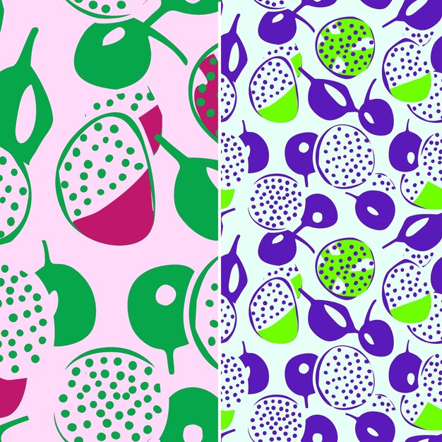 PSD a colorful pattern with purple and green fruits and leaves