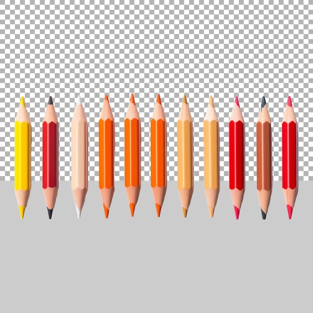 Colorful pencils pack on transparent background ai generated