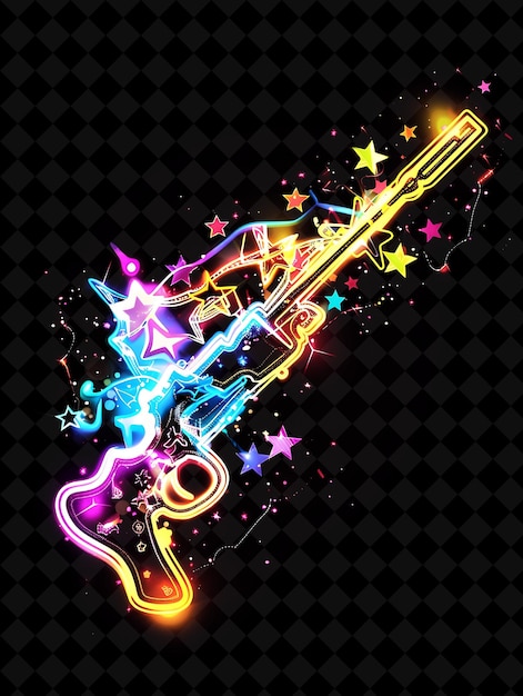 A colorful picture of a musical instrument with the word  on it