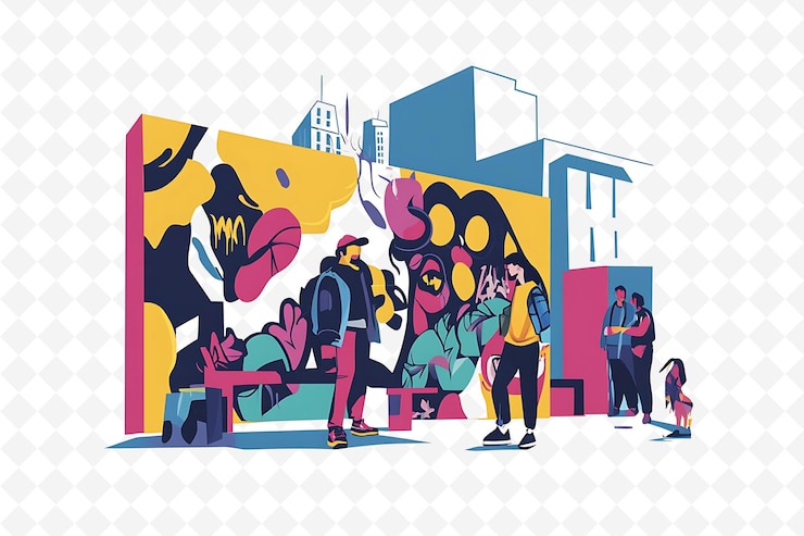 PSD a colorful picture of people on the ground with the word superman on it
