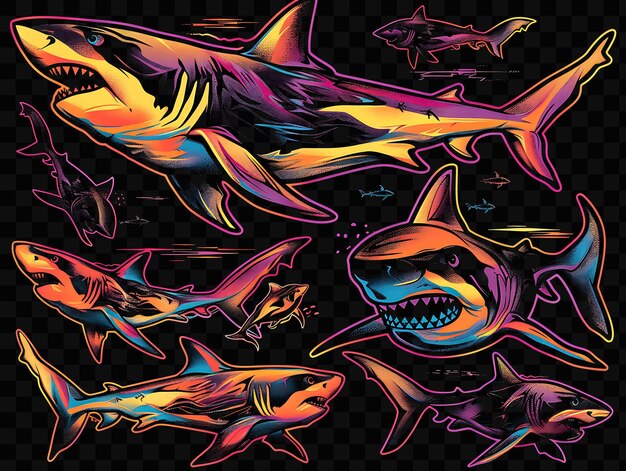 PSD a colorful picture of a shark and shark