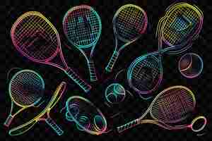 PSD a colorful picture of tennis rackets with the words tennis on the bottom