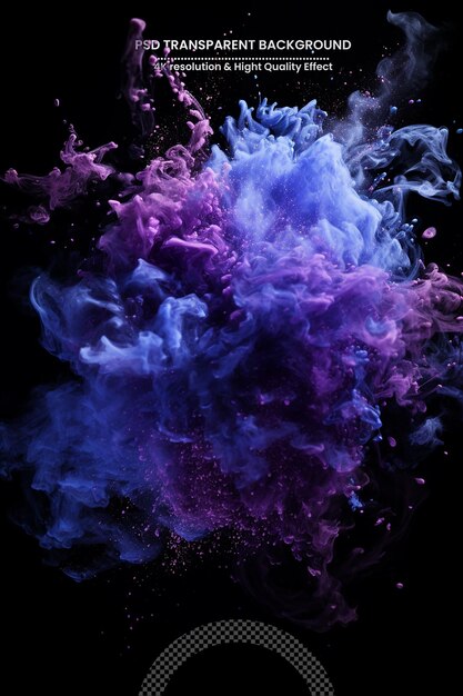 PSD colorful pink and blue smoke on a black isolated background background from the smoke of vape