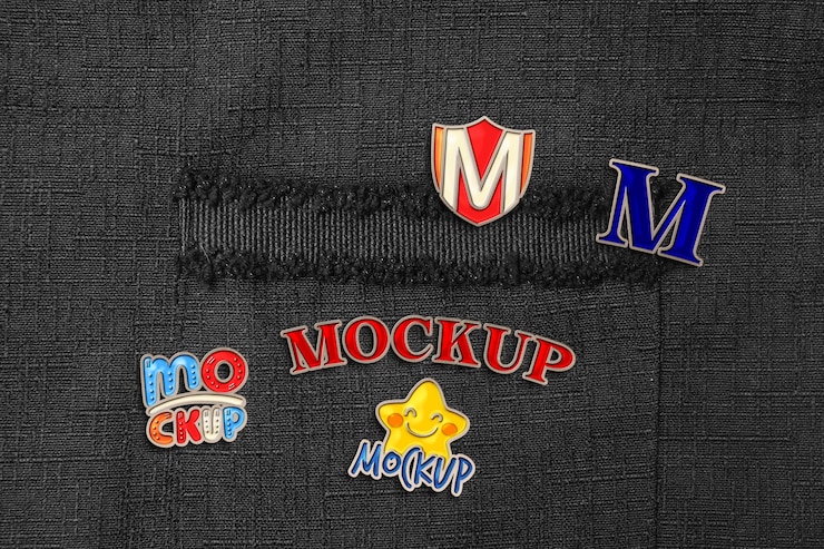 PSD colorful pins on clothing fabric