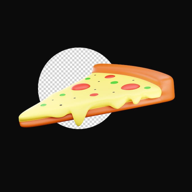 Colorful Pizza Slice 3D Icon Over Black Circle Png Background